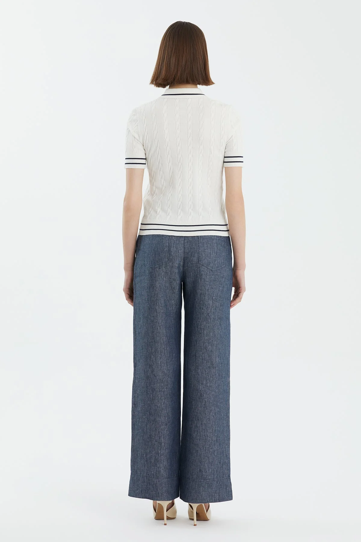 White Silk Blend Patterned Knit - Image 4