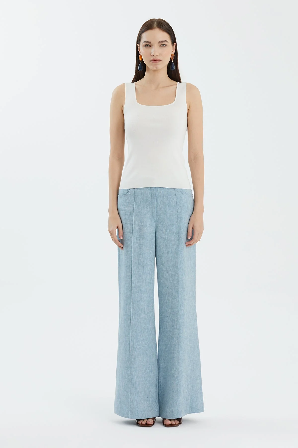 White Silk Blend Strap Knit