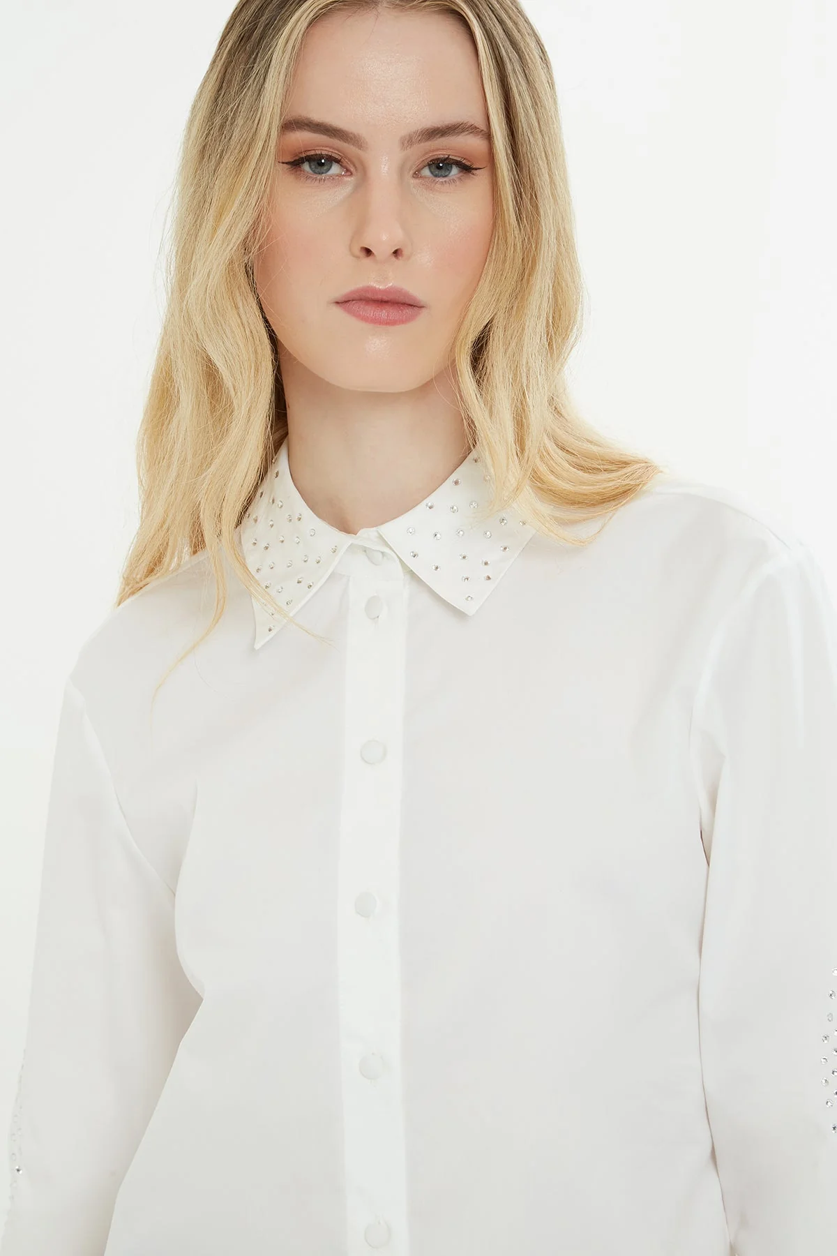 White Sleeve-Detail Shirt - Image 2