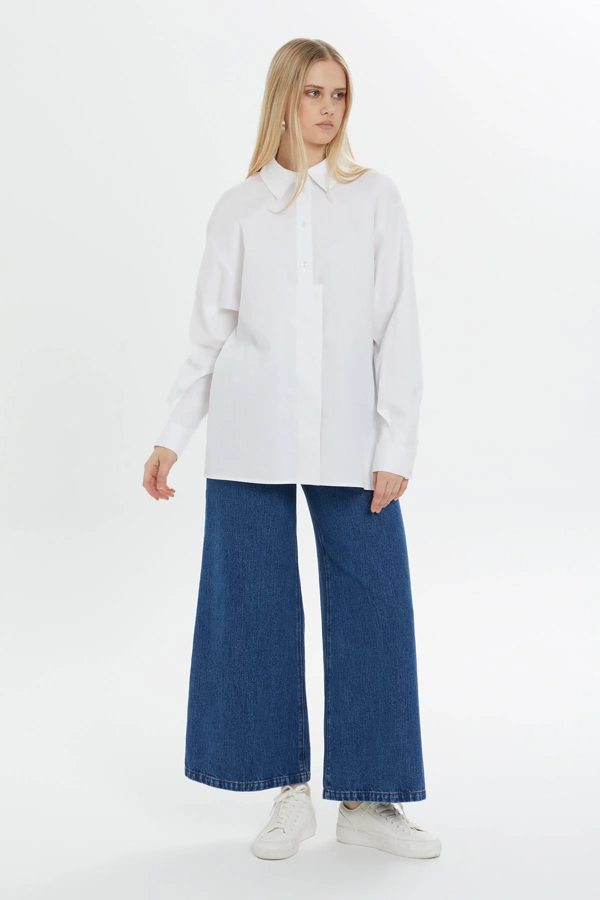 White Slit-Detail Cotton Shirt