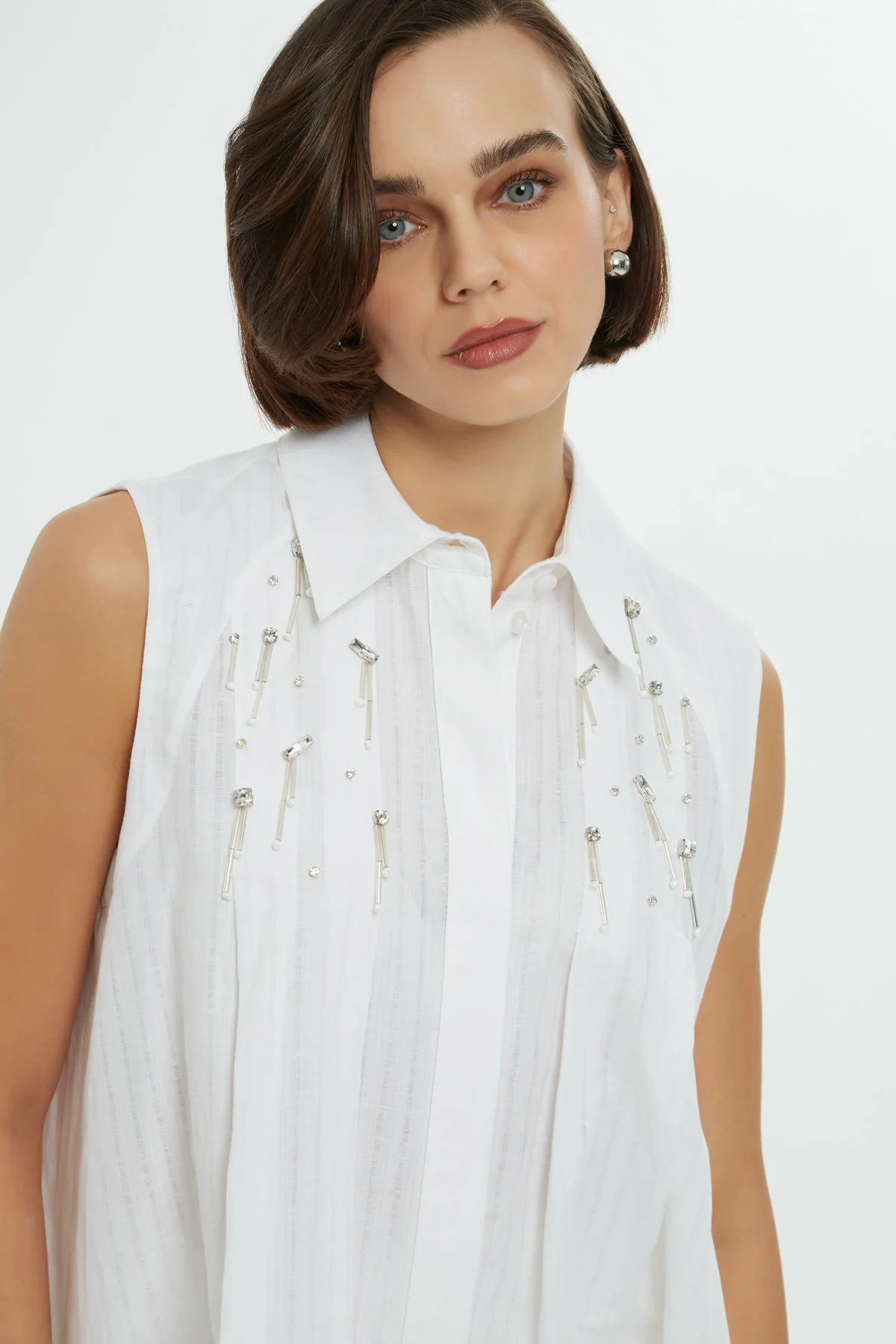 White Stone-Embellished Shirt - Image 3