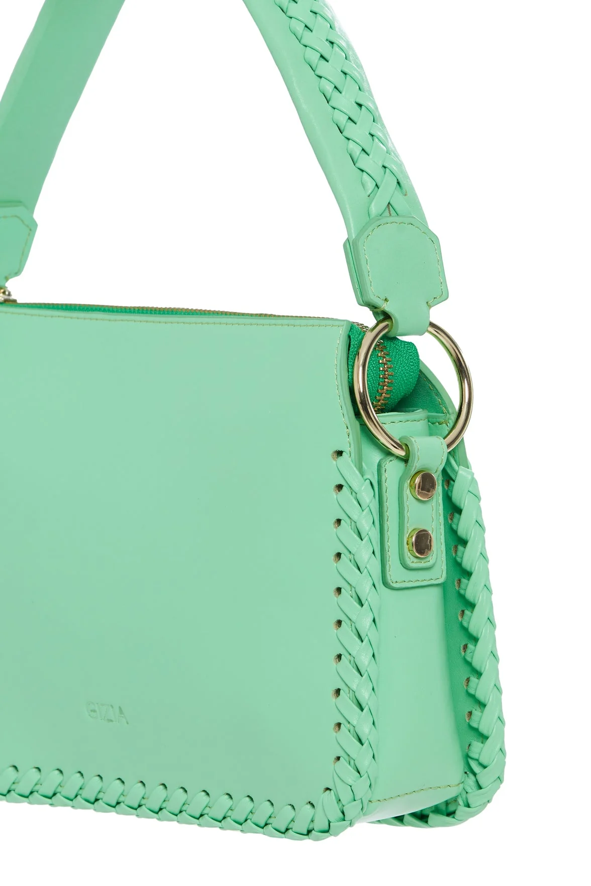 Woven Detail Leather Hbag - Image 4