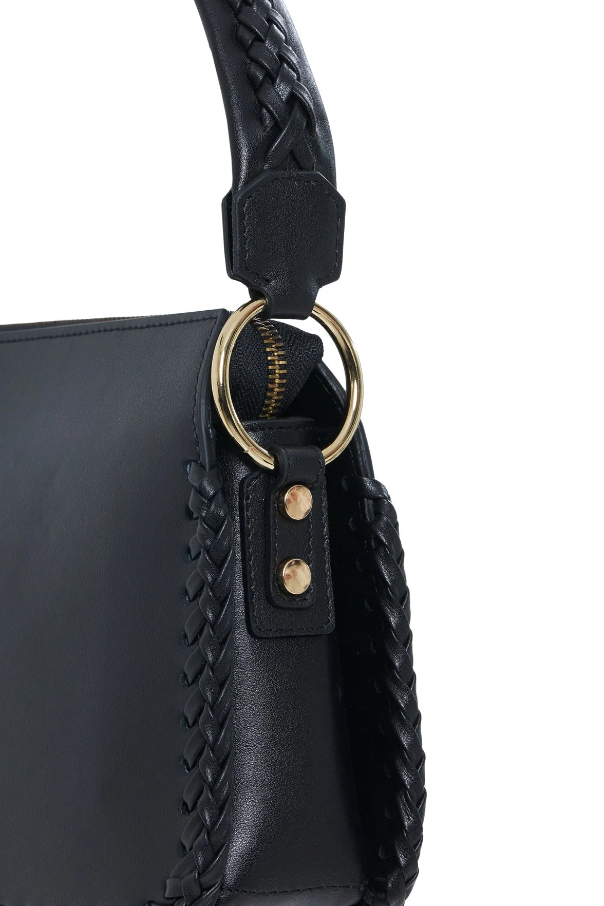 Woven Detail Leather Hbag - Image 2