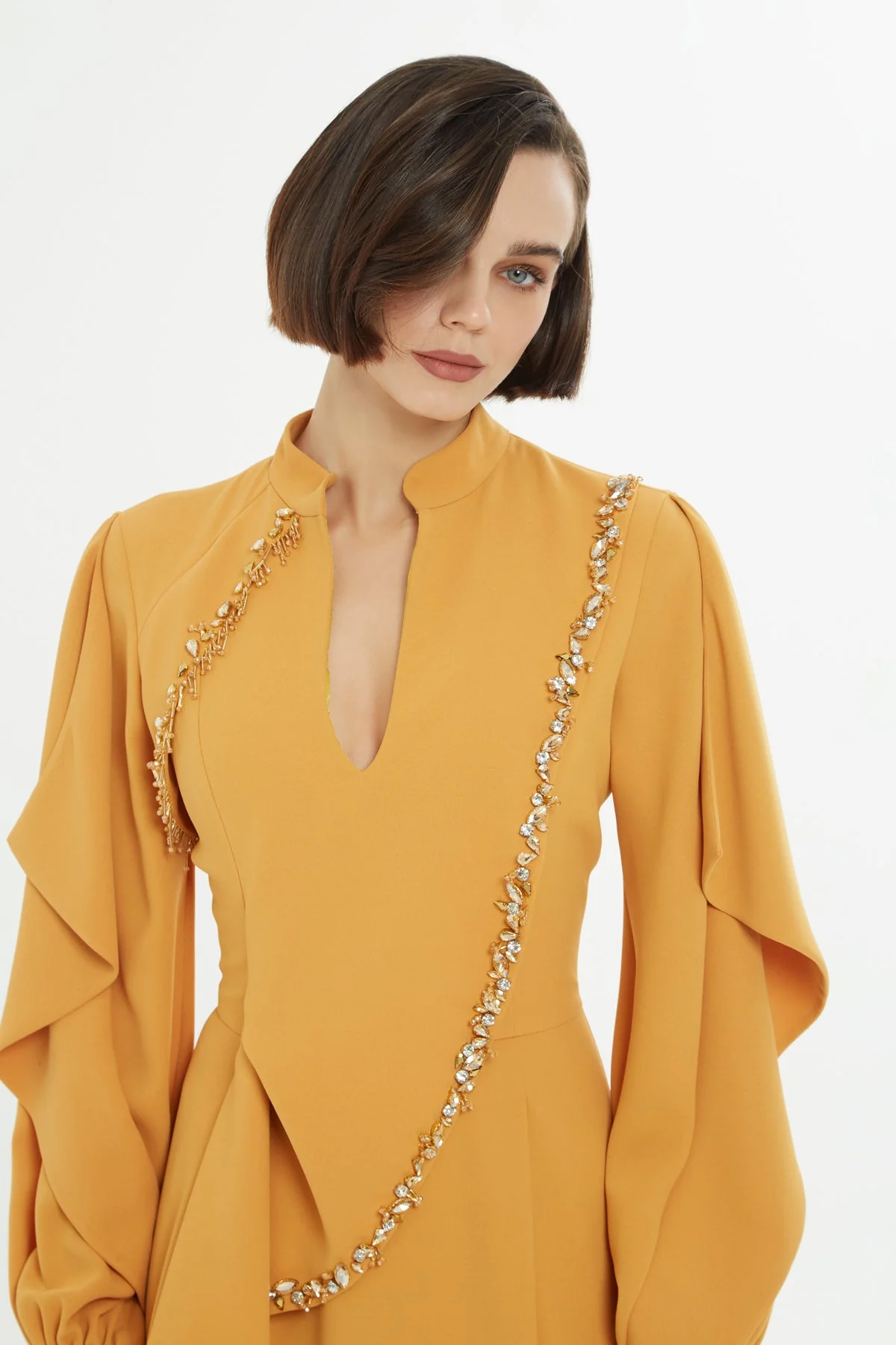 Yellow Stone Embellished long Dress - Image 2