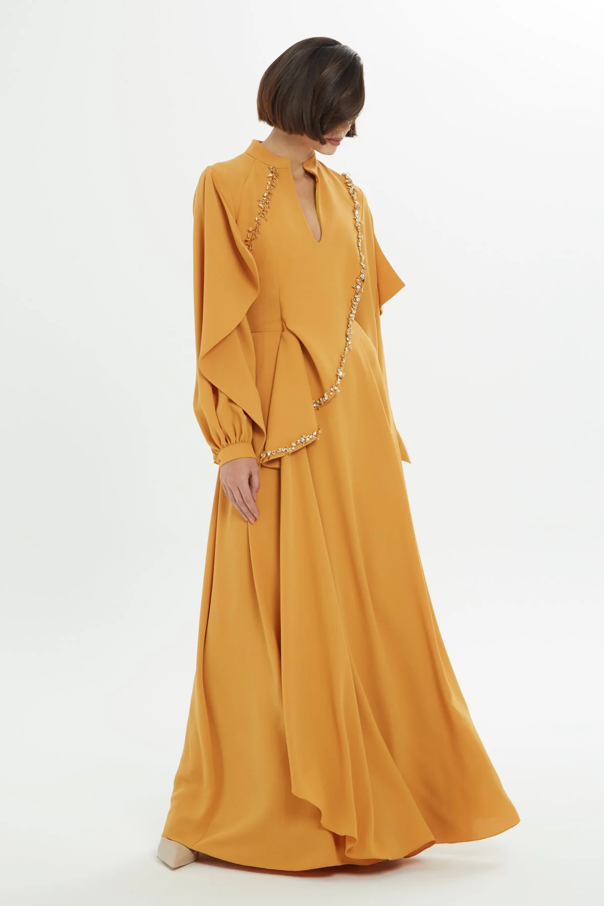 Yellow Stone Embellished long Dress - Image 3