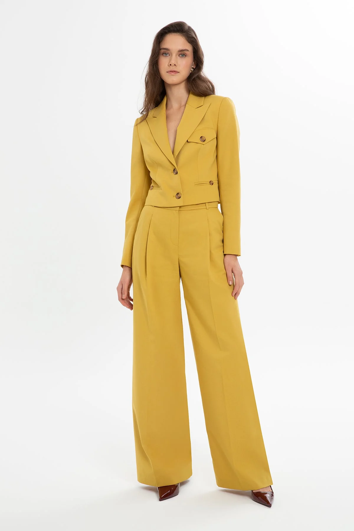 Yellow Suit with Cropped Jacket - Image 3