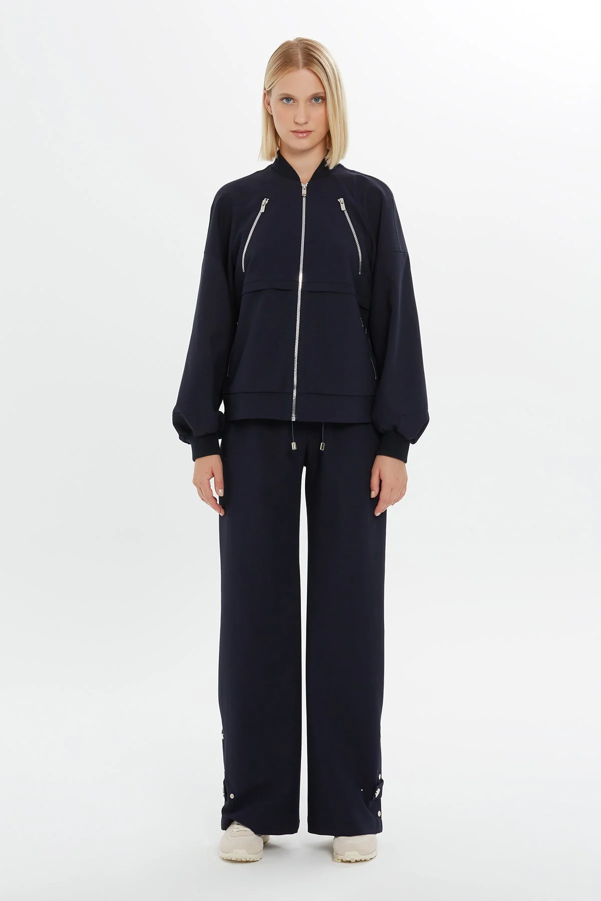 Zip-Detail Bomber Sweatshirt - Image 2