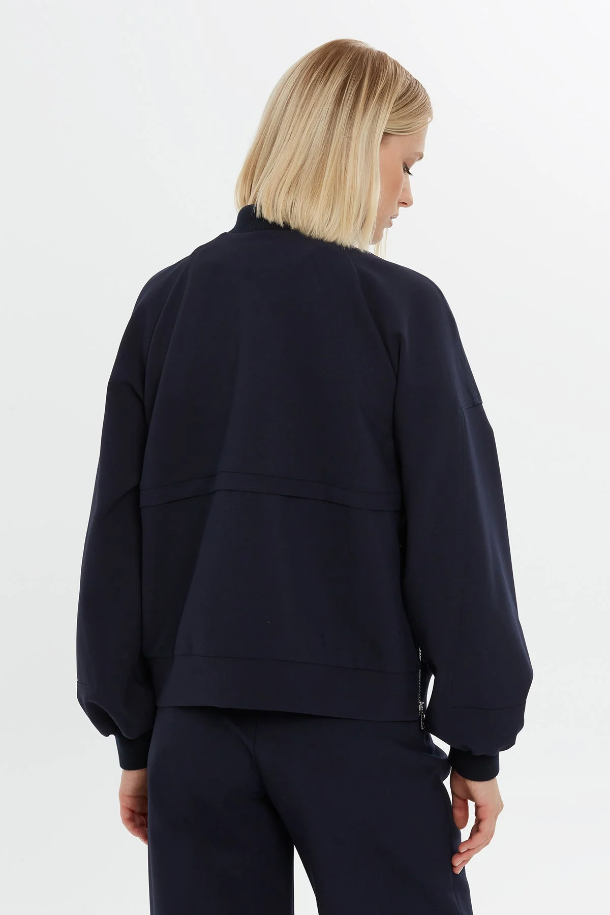 Zip-Detail Bomber Sweatshirt - Image 5