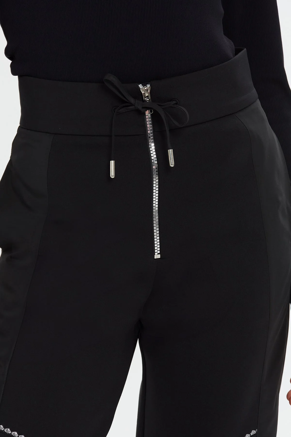 Zip-Front Embroide Straight-Leg  Sweatpants - Image 4