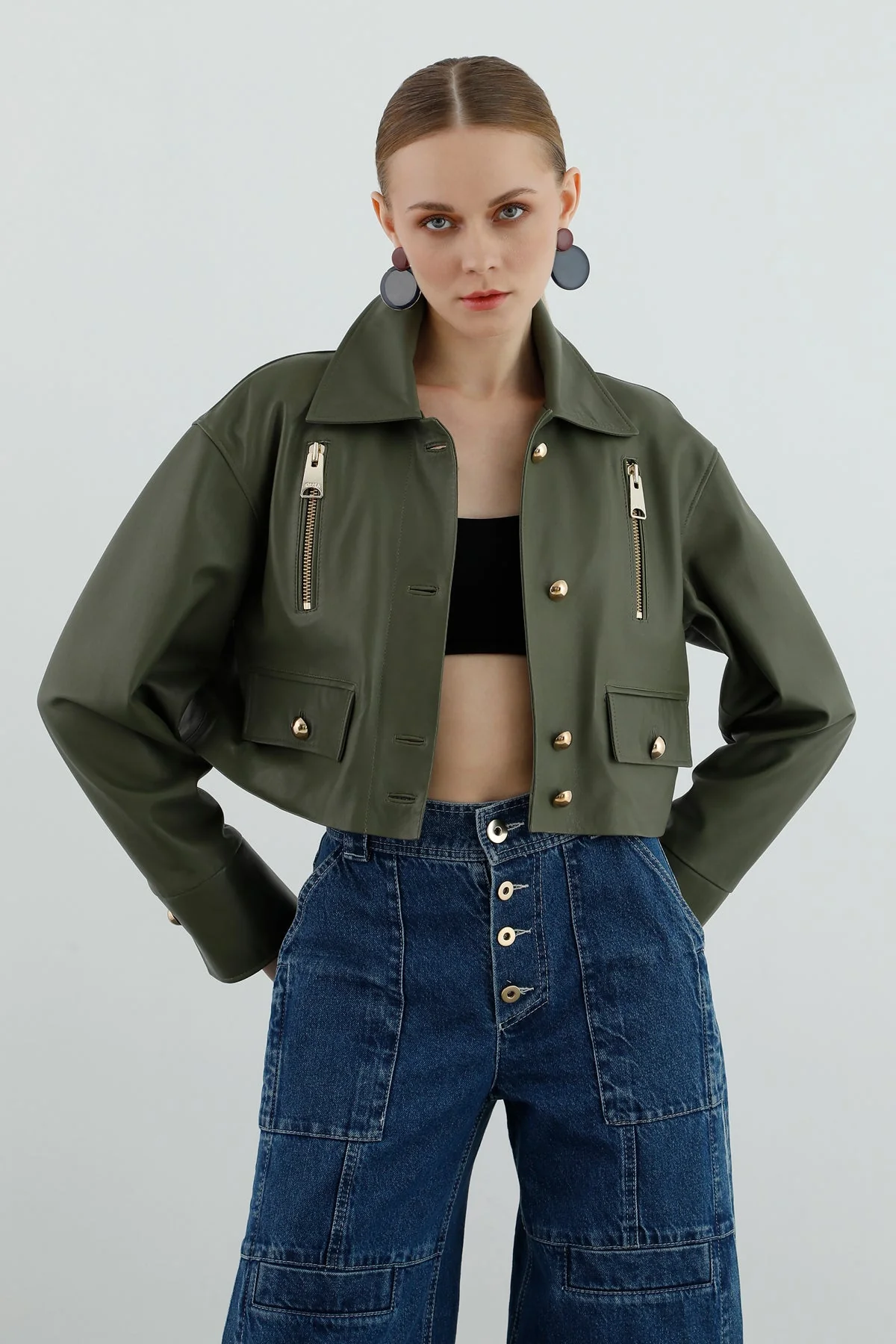 Zipper Closure Detail  Leather Jacket - Image 2