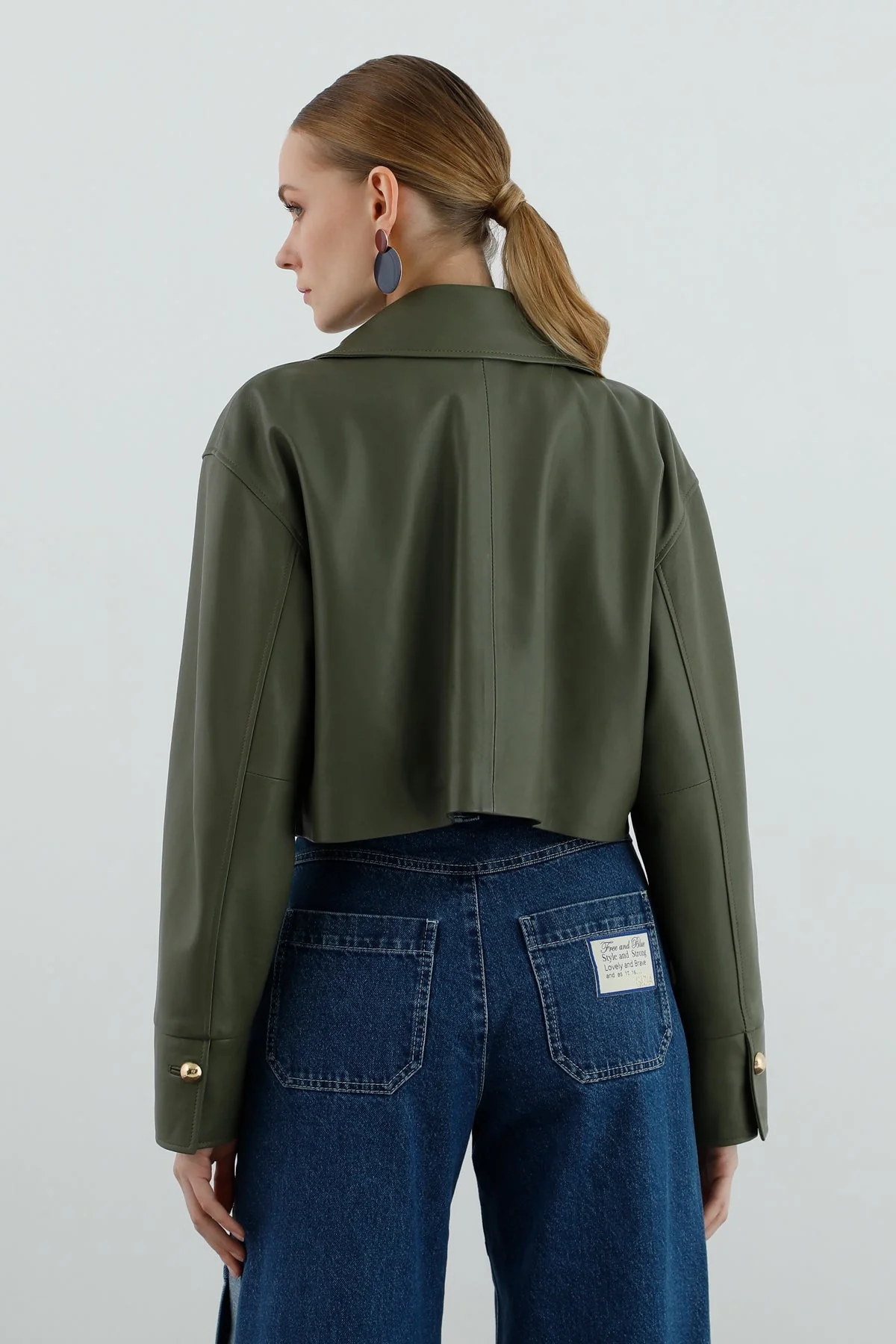 Zipper Closure Detail  Leather Jacket - Image 4